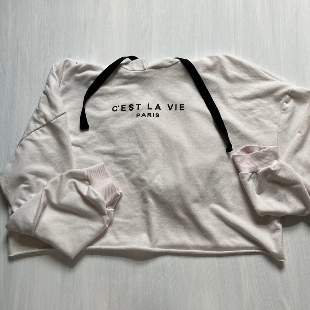SHEIN white graphic cropped sweater